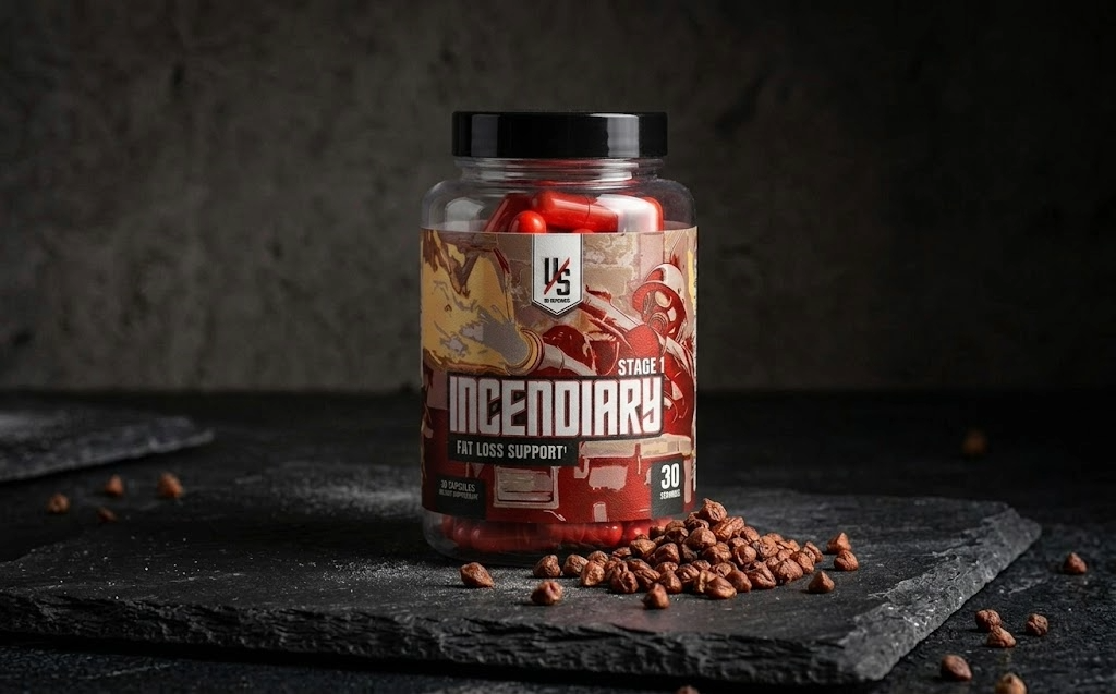 Caloriburn GP grains of paradise fat-loss supplement next to whole seeds
