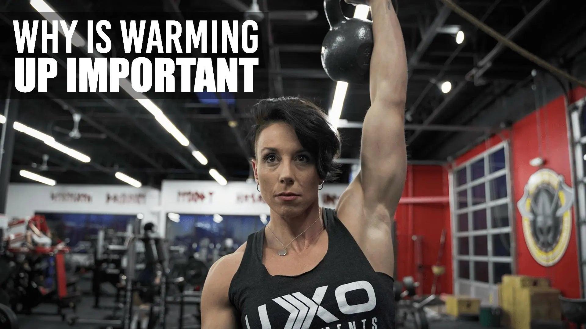 Lifter performing dynamic warm-up drills before a heavy training session