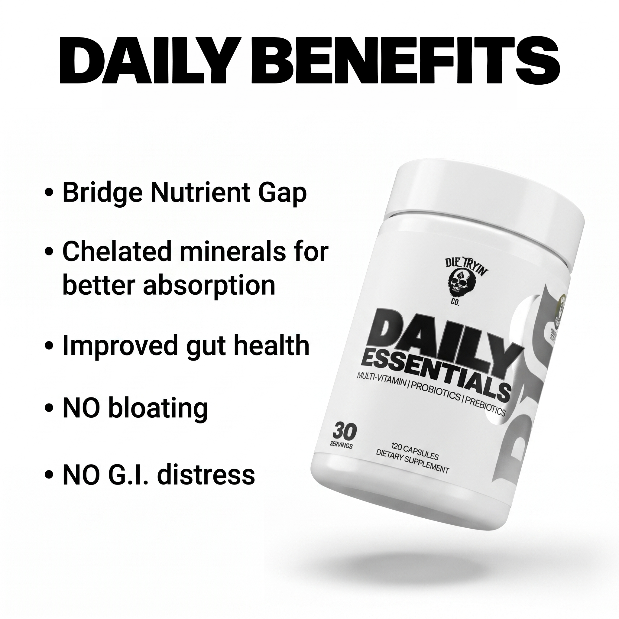 Daily Essentials benefits: chelated minerals, gut health support, no bloating or GI distress