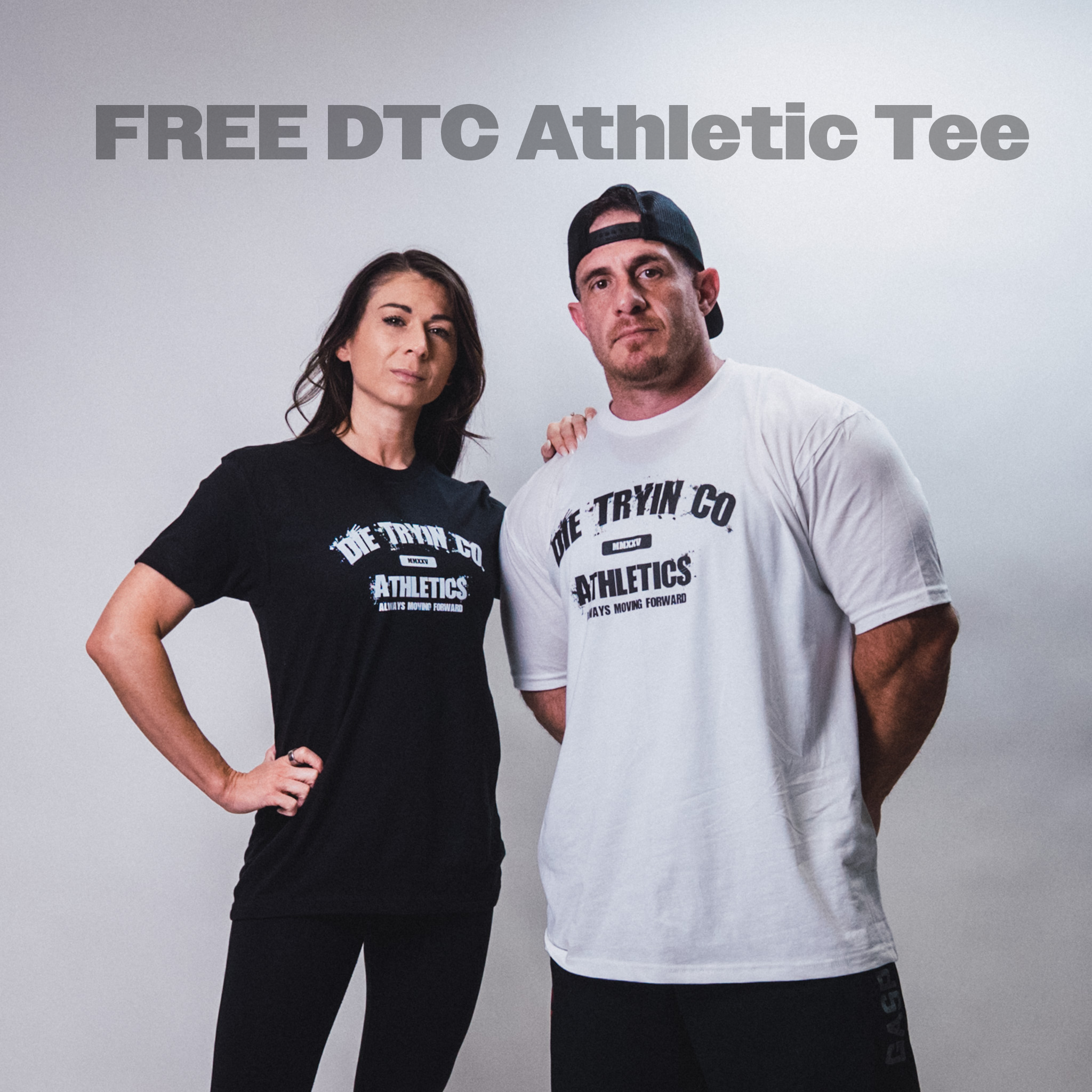 The DTC Athletic Tee in black and white worn by two athletes