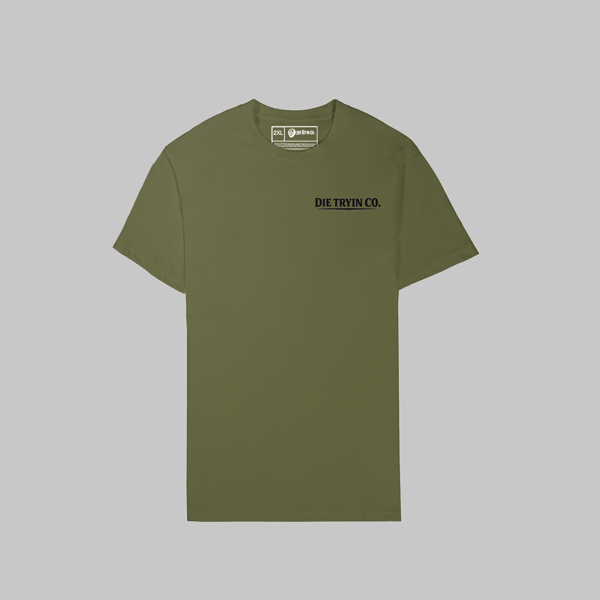 Uncle SAM tee flat lay, front view in olive