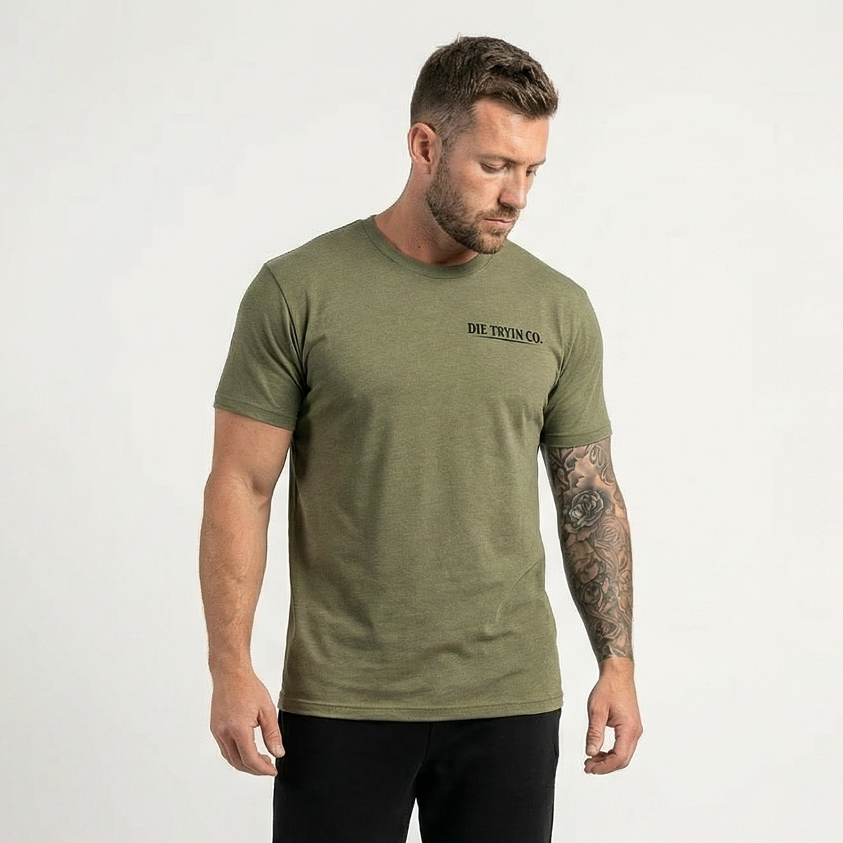 Front of the Uncle SAM tee in olive