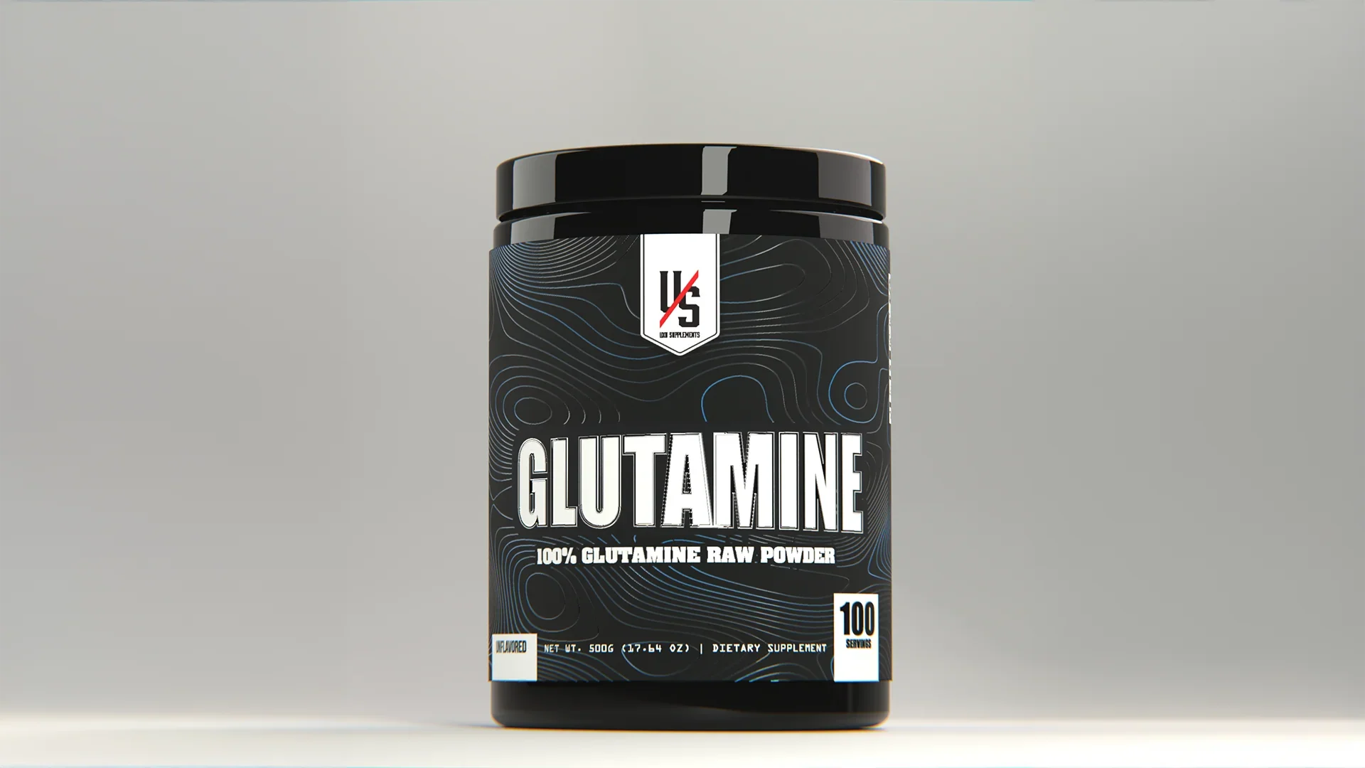 Glutamine 100% raw powder, unflavored, 100 servings