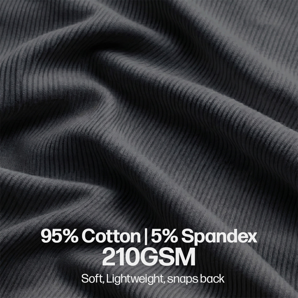 Beater tank fabric detail: 95% cotton, 5% spandex, 210 GSM