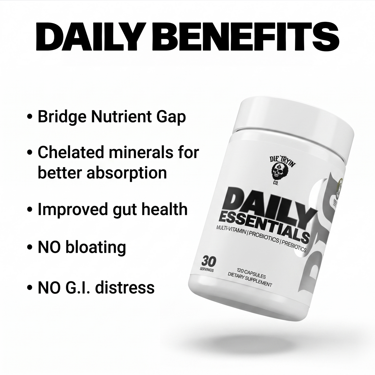 Daily Essentials benefits: chelated minerals, gut health support, no bloating or GI distress
