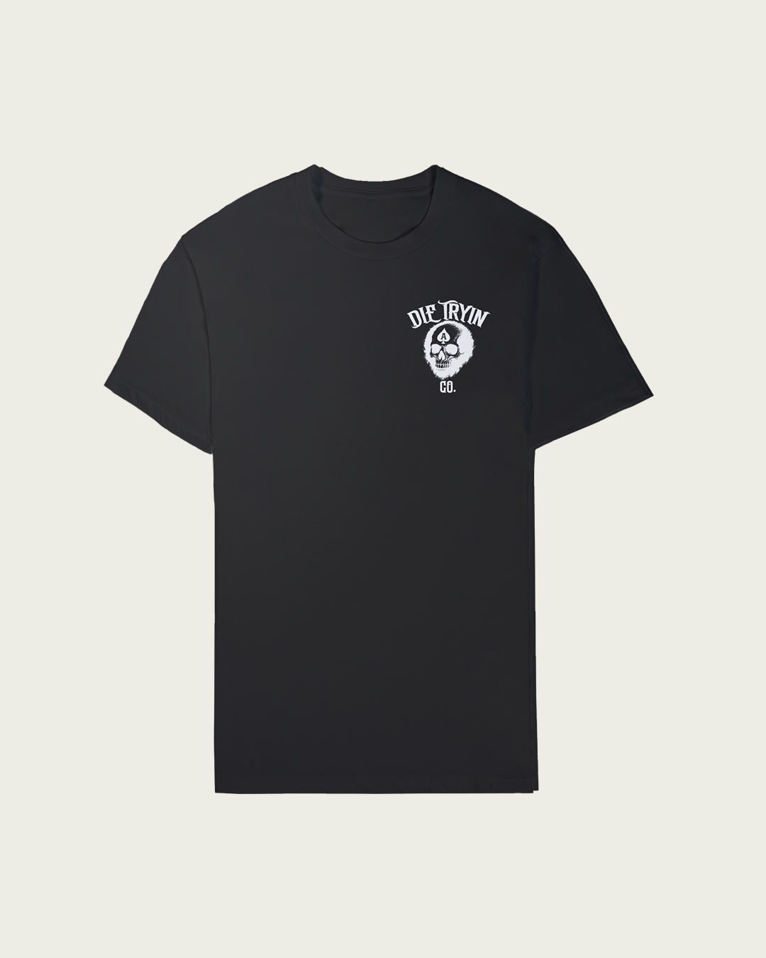 Bomber Girl fitted tee flat lay, front view in black