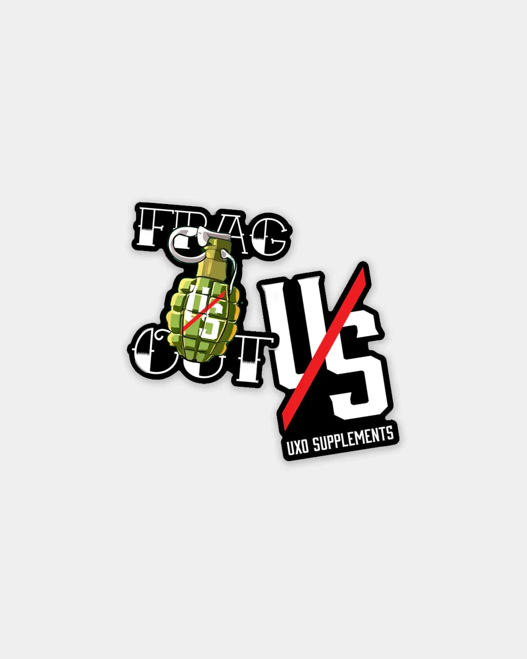 Frag Out sticker with grenade artwork