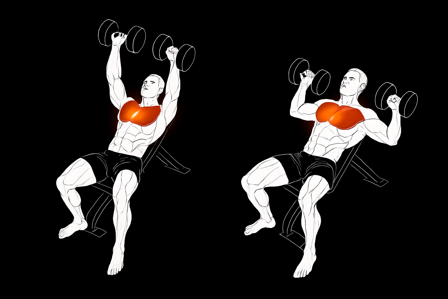 Incline barbell press for upper chest