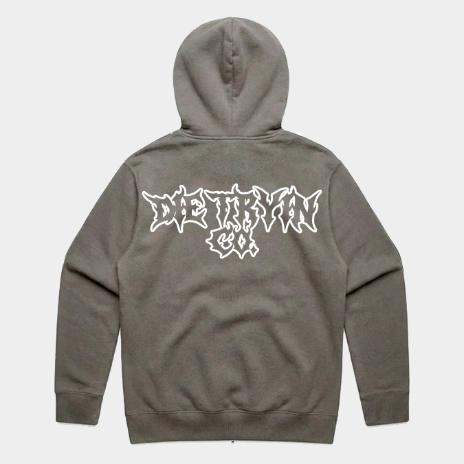 Lightweight DTC zip-up hoodie flat lay, back view