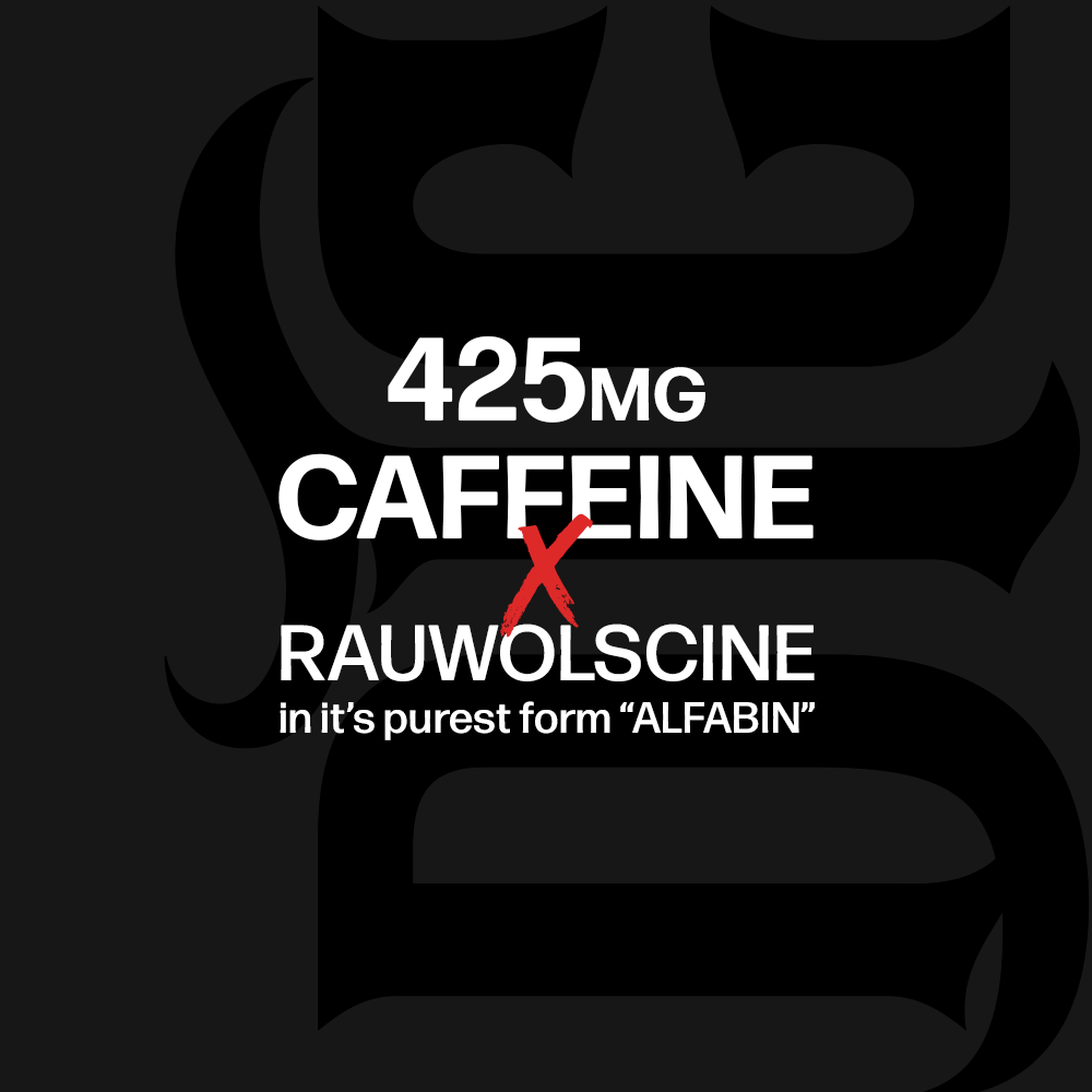 Project M777 highlight: 425mg caffeine paired with rauwolscine in its purest form, Alfabin