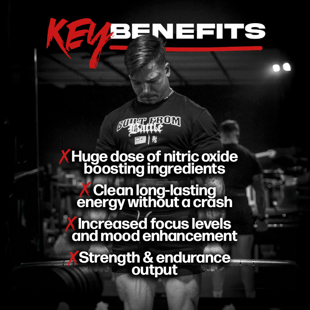 Project M777 key benefits: nitric oxide boosting ingredients, clean long-lasting energy, increased focus, strength and endurance