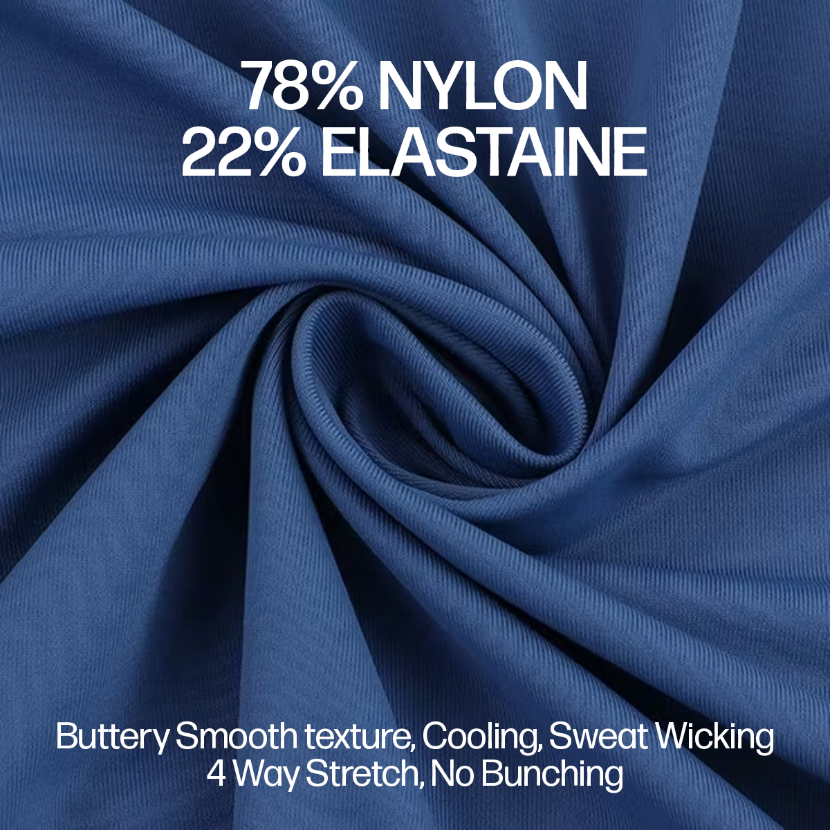 Legging fabric detail: 78% nylon, 22% elastane, four-way stretch and sweat wicking