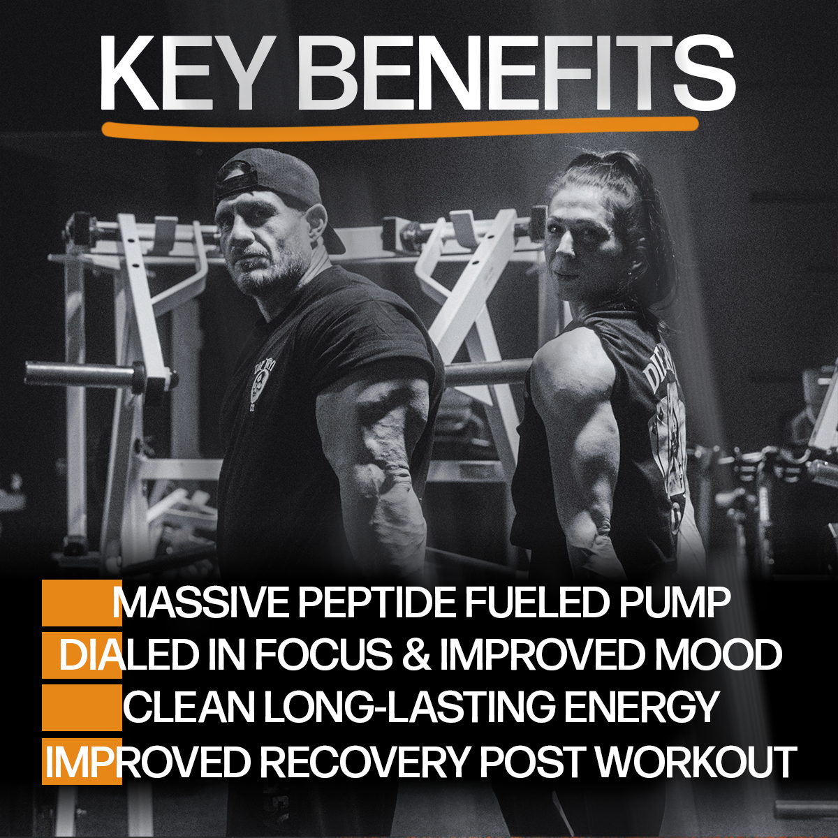 SEND IT 3.0 key benefits: peptide fueled pump, dialed in focus, clean long-lasting energy and improved recovery