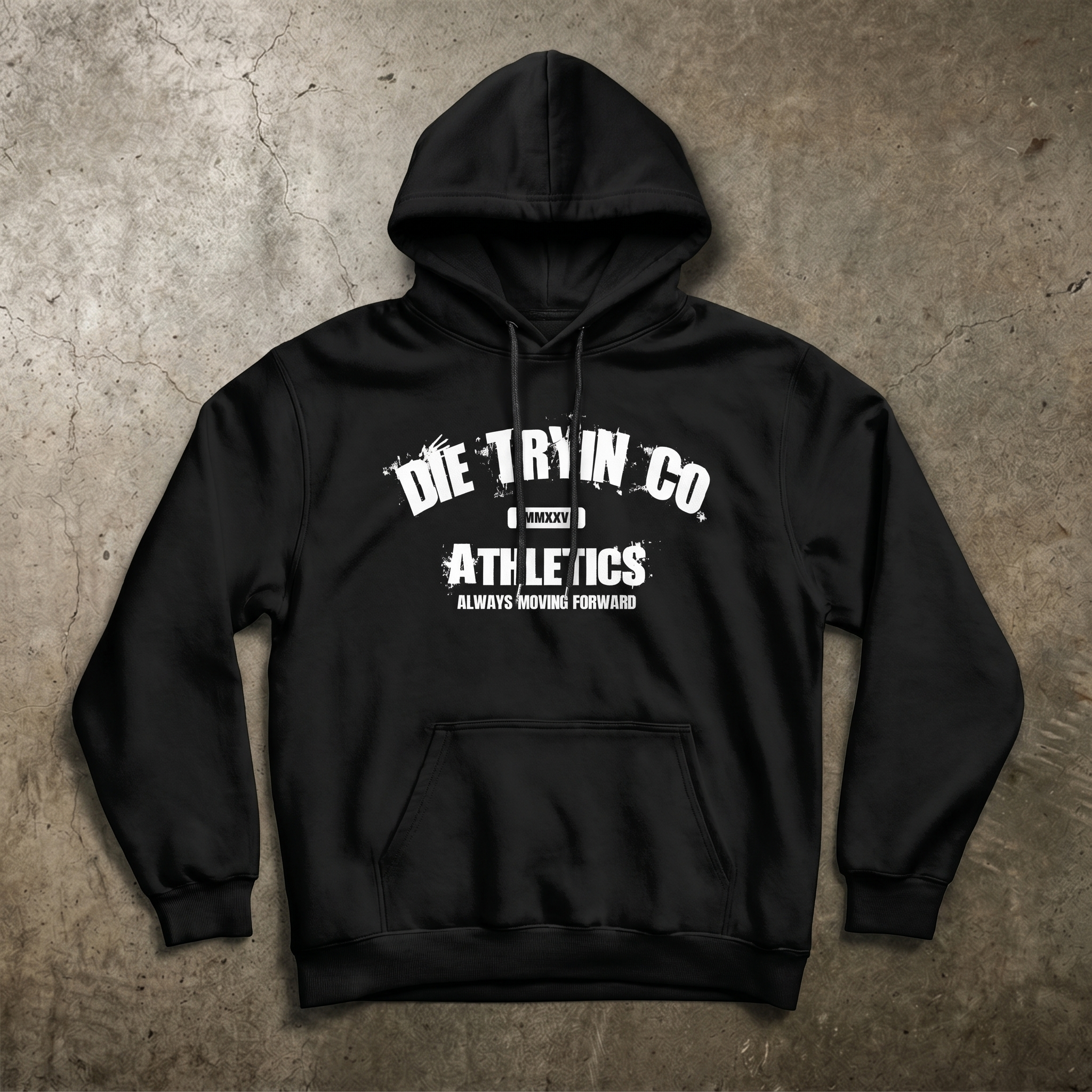 Summer Night athletic hoodie flat lay in black