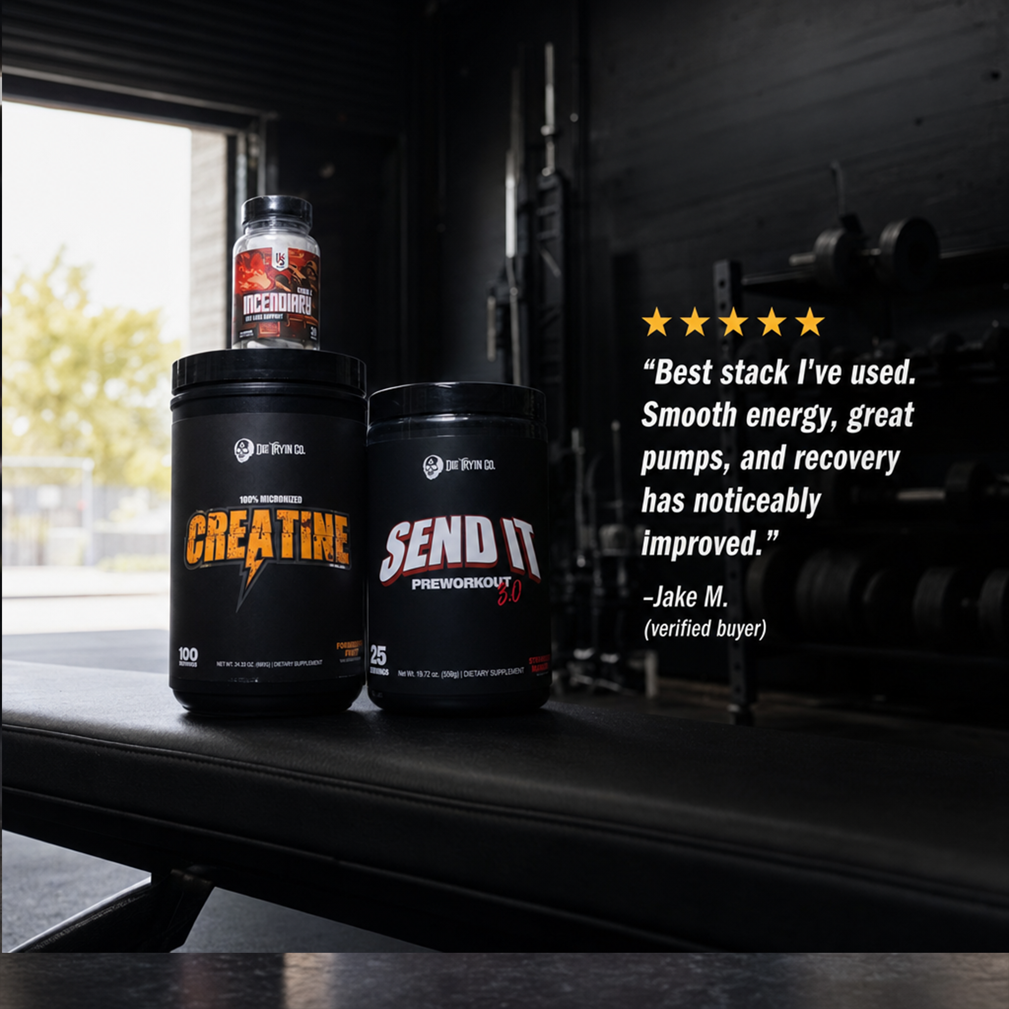 Five-star review of the thermogenic stack describing smooth energy, pumps and recovery